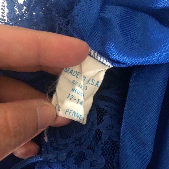 Vintage Royal Blue Lacy Nylon Teddy - Picture 8 of 8